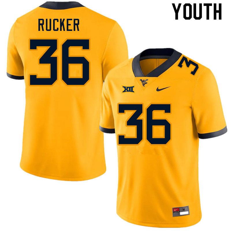 NCAA Youth Markquan Rucker West Virginia Mountaineers Gold #36 Nike Stitched Football College Authentic Jersey DF23F05YS